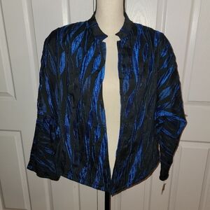 Vintage Givenchy En Plus Jacket Blue Black Textured Evening Blazer NWT 18W